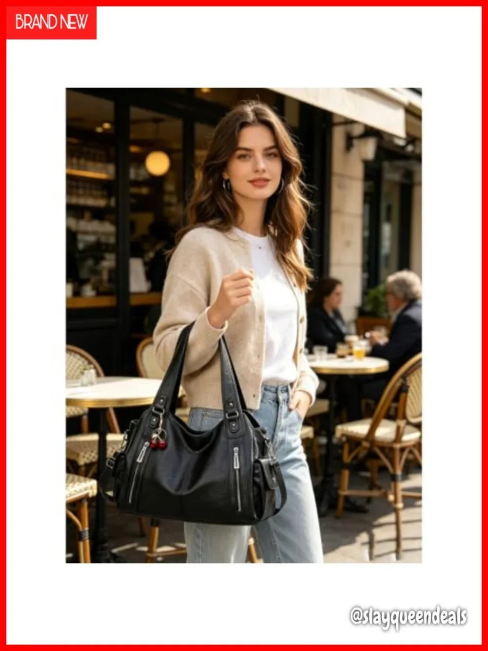Faux Leather Slouchy Hobo Shoulder Bag Crossbody Satchel Tote